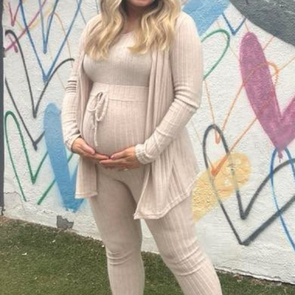 Cream Ribbed Jumpsuit with Jacket - Picture 4 of 4
